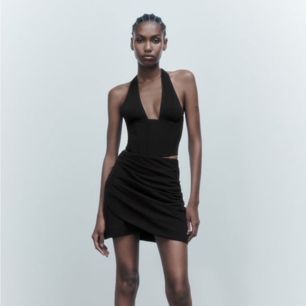 Zara Bustier Crop Top Black